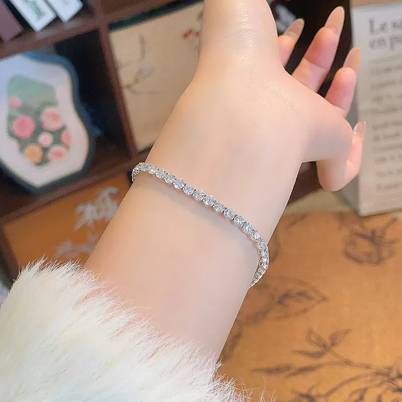 5.28 ctw Celestial Round-Cut Lab-Grown Diamond Tennis Bracelet in 18K White Gold
