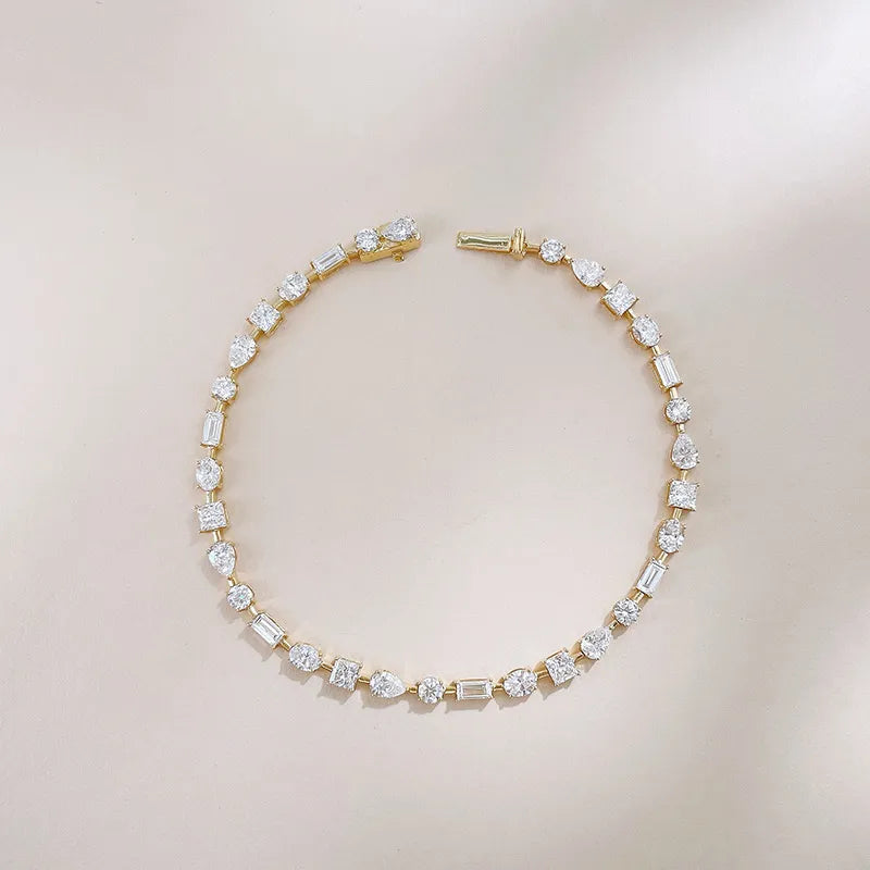 4.09 ctw Celestial Mixed-Cut Lab-Grown Diamond Tennis Bracelet in 18K Yellow Gold