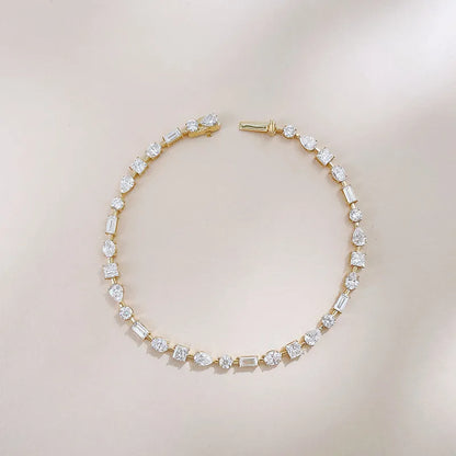 4.09 ctw Celestial Mixed-Cut Lab-Grown Diamond Tennis Bracelet in 18K Yellow Gold