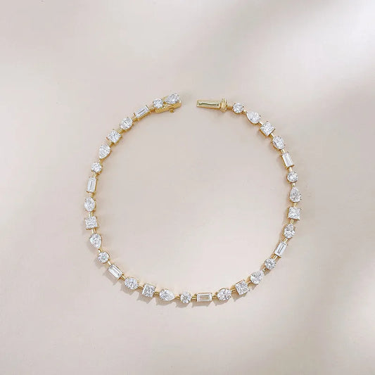4.09 ctw Celestial Mixed-Cut Lab-Grown Diamond Tennis Bracelet in 18K Yellow Gold