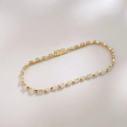 4.09 ctw Celestial Mixed-Cut Lab-Grown Diamond Tennis Bracelet in 18K Yellow Gold