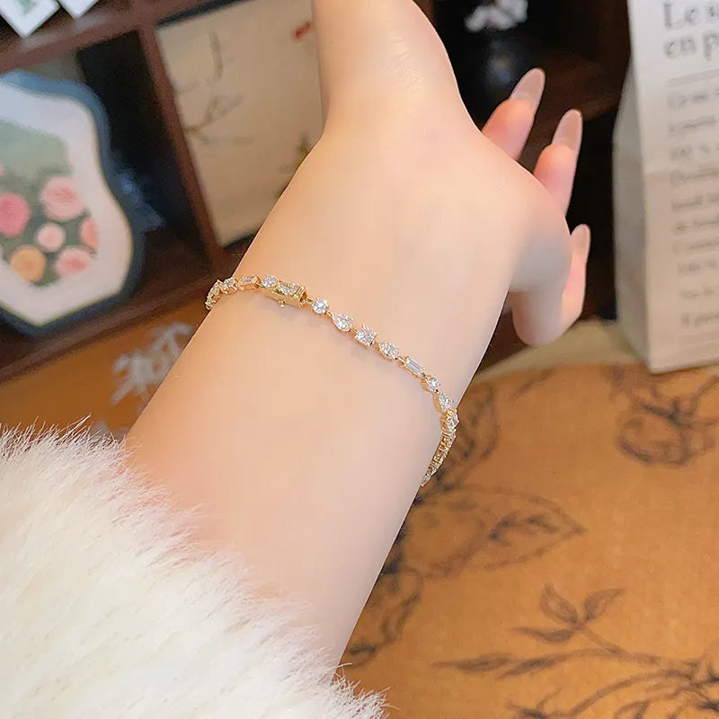 4.09 ctw Celestial Mixed-Cut Lab-Grown Diamond Tennis Bracelet in 18K Yellow Gold
