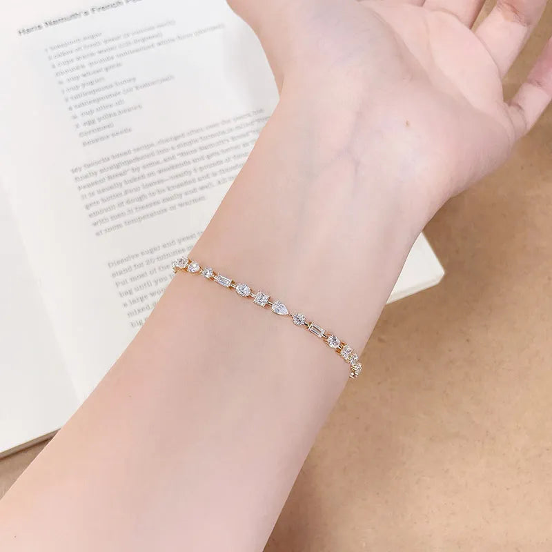 4.09 ctw Celestial Mixed-Cut Lab-Grown Diamond Tennis Bracelet in 18K Yellow Gold