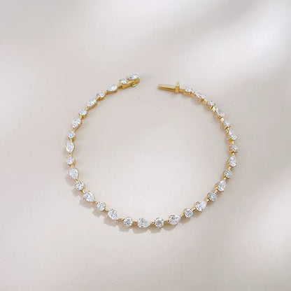3.76 ctw Minimalist Mixed-Cut Lab-Grown Diamond Tennis Bracelet in 18K Yellow Gold