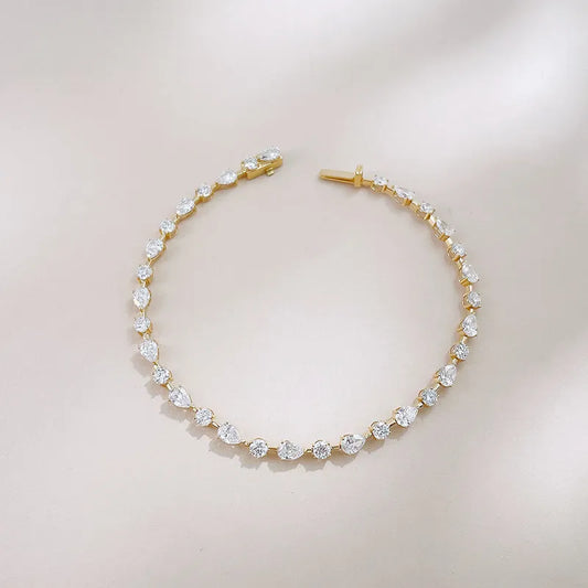 3.76 ctw Minimalist Mixed-Cut Lab-Grown Diamond Tennis Bracelet in 18K Yellow Gold