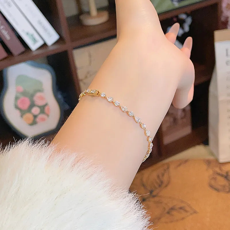 3.76 ctw Minimalist Mixed-Cut Lab-Grown Diamond Tennis Bracelet in 18K Yellow Gold