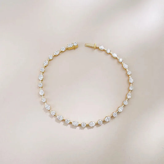 3.68 ctw Pavé Round-Cut Lab-Grown Diamond Tennis Bracelet in 18K Yellow Gold