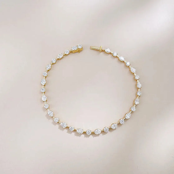 3.68 ctw Pavé Round-Cut Lab-Grown Diamond Tennis Bracelet in 18K Yellow Gold