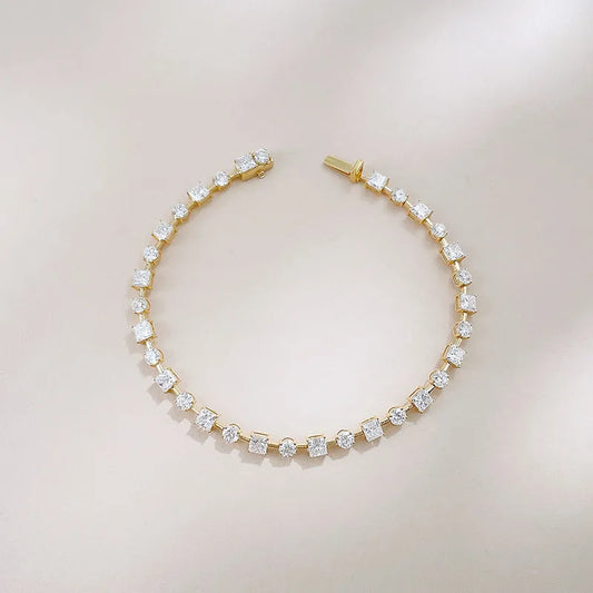 4.49 ctw Minimalist Mixed-Cut Lab-Grown Diamond Tennis Bracelet in 18K Yellow Gold