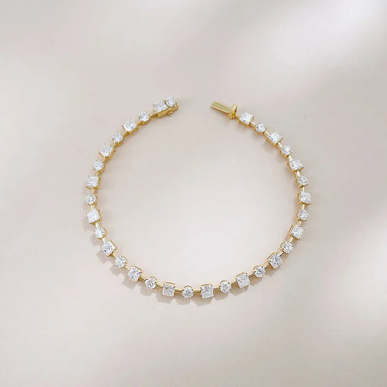 4.49 ctw Minimalist Mixed-Cut Lab-Grown Diamond Tennis Bracelet in 18K Yellow Gold