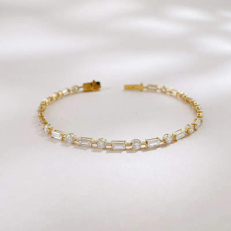 3.12 ctw Celestial Pavé Mixed-Cut Lab-Grown Diamond Tennis Bracelet in 18K Yellow Gold