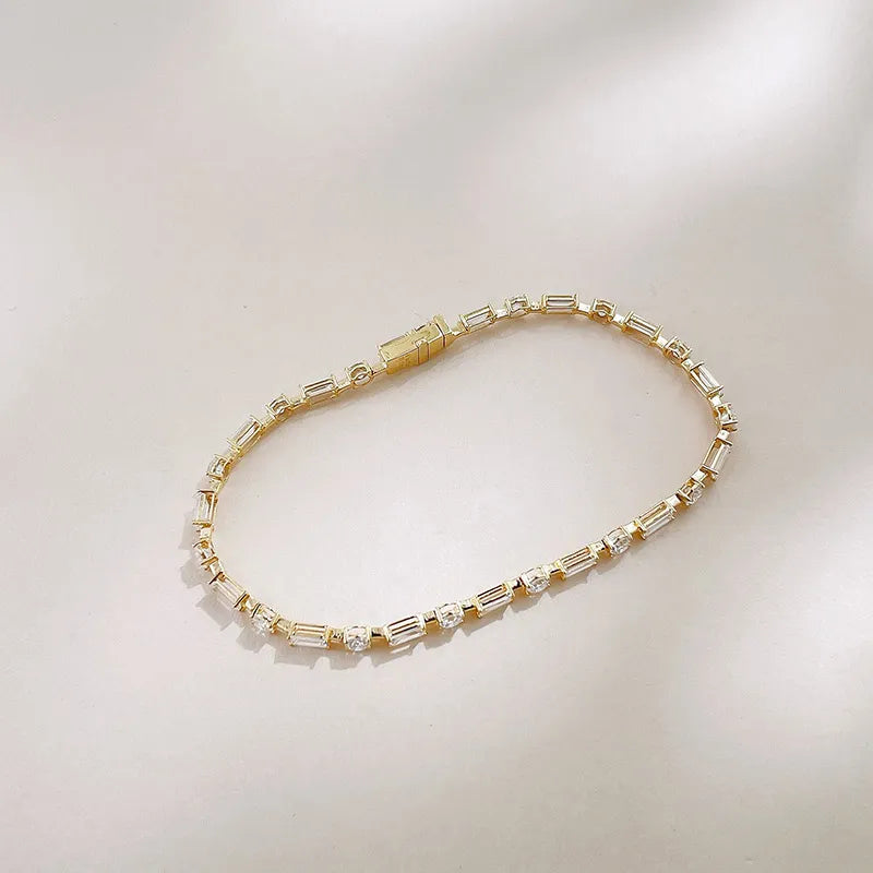 3.12 ctw Celestial Pavé Mixed-Cut Lab-Grown Diamond Tennis Bracelet in 18K Yellow Gold