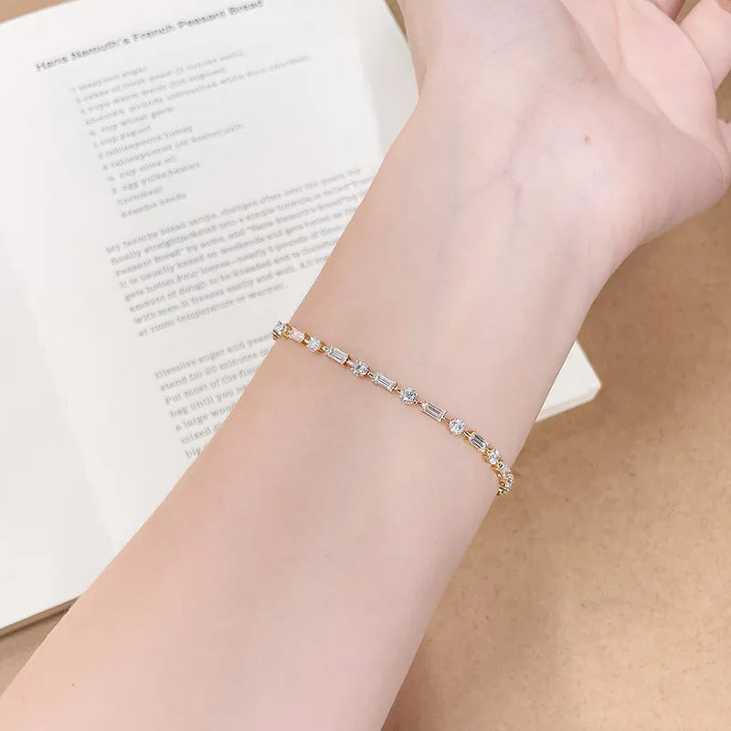 3.12 ctw Celestial Pavé Mixed-Cut Lab-Grown Diamond Tennis Bracelet in 18K Yellow Gold