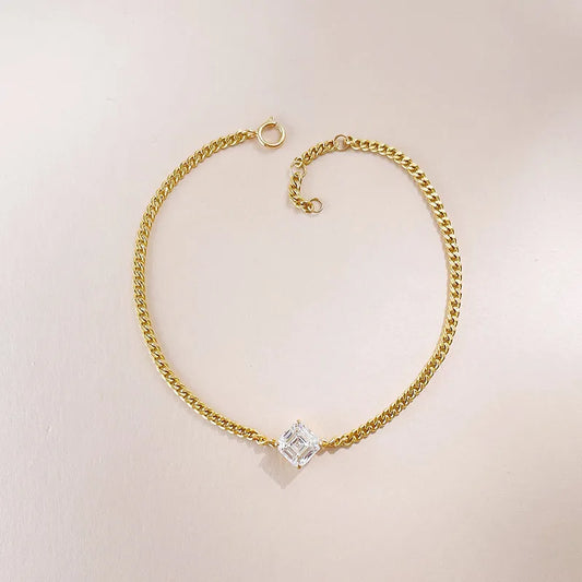 1.1 ctw Stackable Princess-Cut Lab-Grown Diamond Bracelet in 18K Yellow Gold