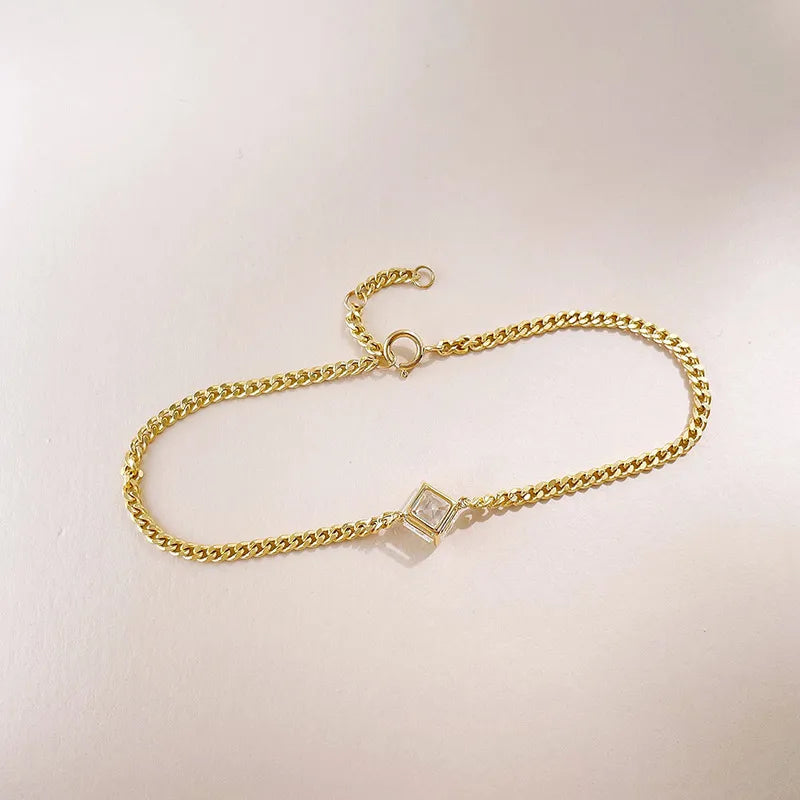 1.1 ctw Stackable Princess-Cut Lab-Grown Diamond Bracelet in 18K Yellow Gold