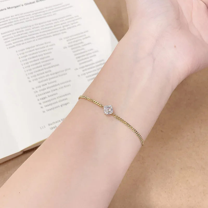 1.1 ctw Stackable Princess-Cut Lab-Grown Diamond Bracelet in 18K Yellow Gold