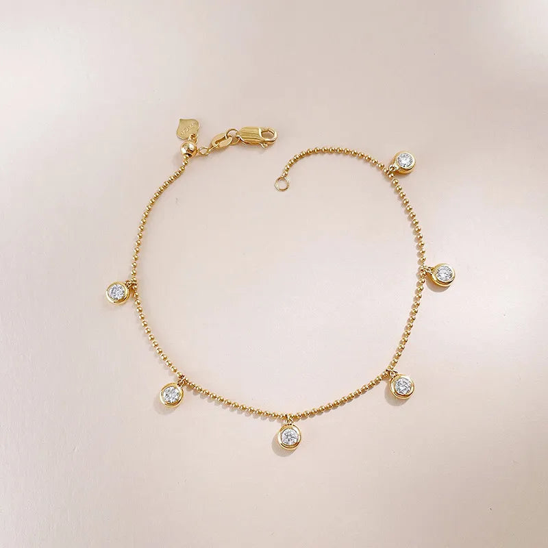 0.69 ctw Adjustable Round-Cut Lab-Grown Diamond Bracelet in 18K Yellow Gold