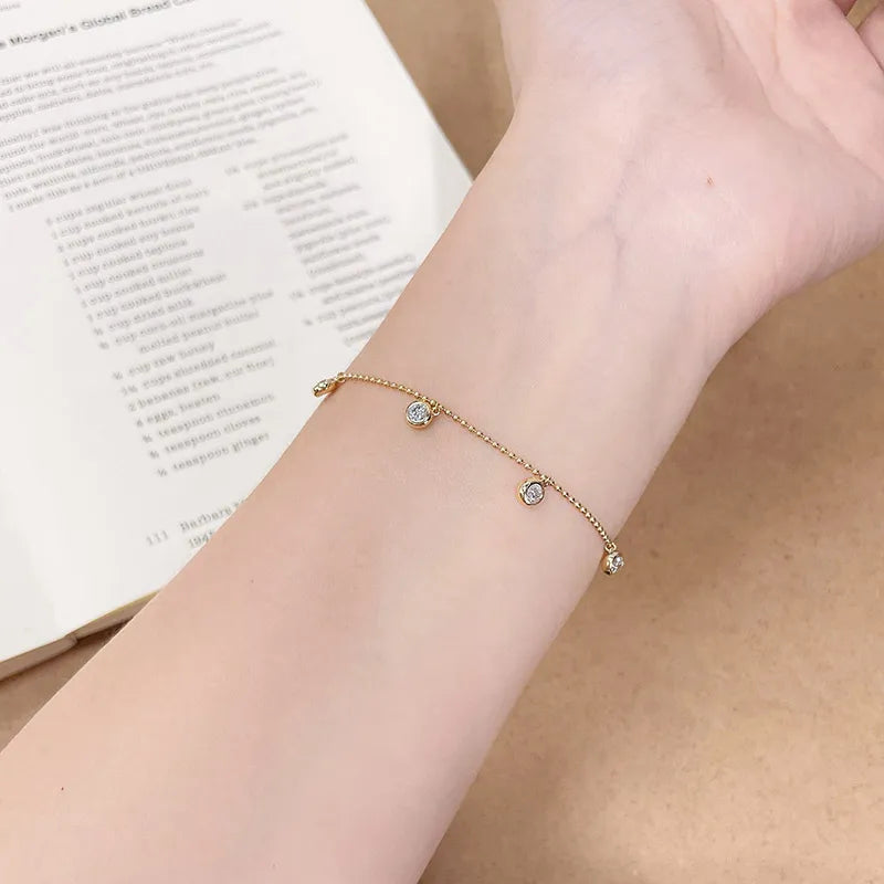 0.69 ctw Adjustable Round-Cut Lab-Grown Diamond Bracelet in 18K Yellow Gold