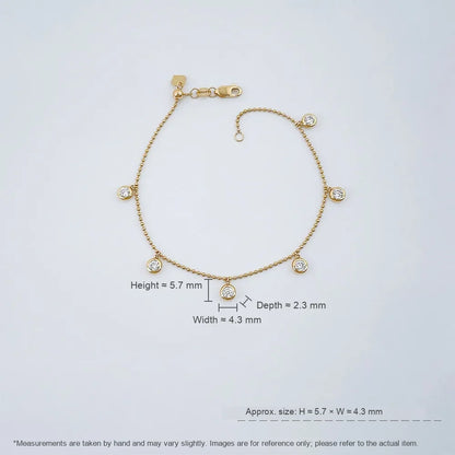 0.69 ctw Adjustable Round-Cut Lab-Grown Diamond Bracelet in 18K Yellow Gold