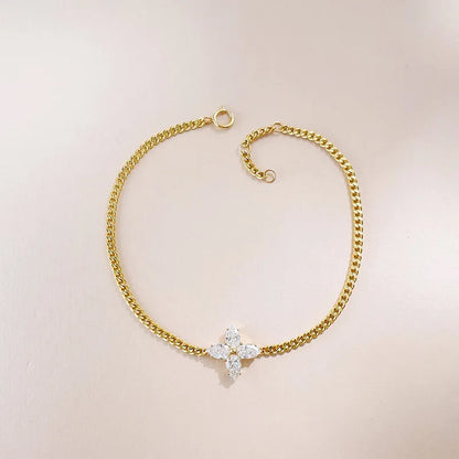 0.66 ctw Four-Leaf Clover Mixed-Cut Lab-Grown Diamond Bracelet in 18K Yellow Gold