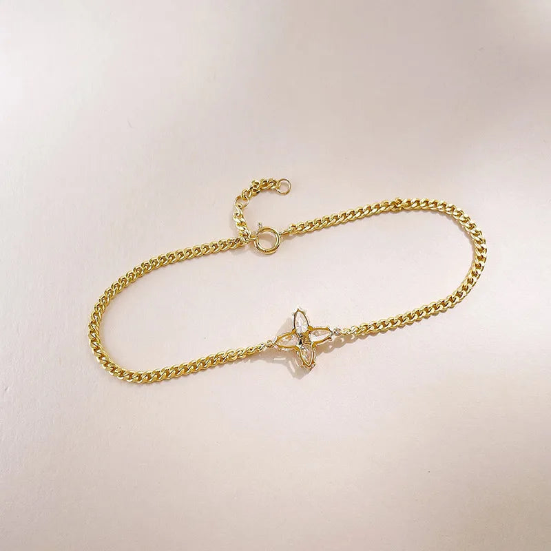0.66 ctw Four-Leaf Clover Mixed-Cut Lab-Grown Diamond Bracelet in 18K Yellow Gold