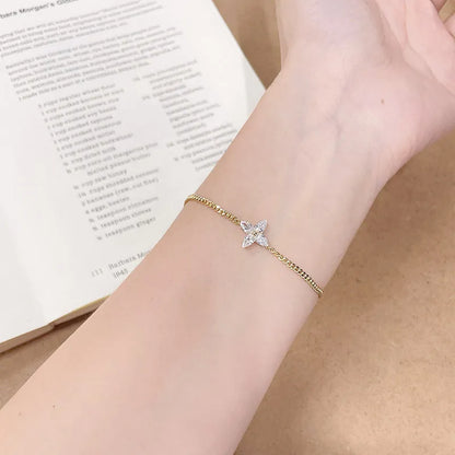 0.66 ctw Four-Leaf Clover Mixed-Cut Lab-Grown Diamond Bracelet in 18K Yellow Gold