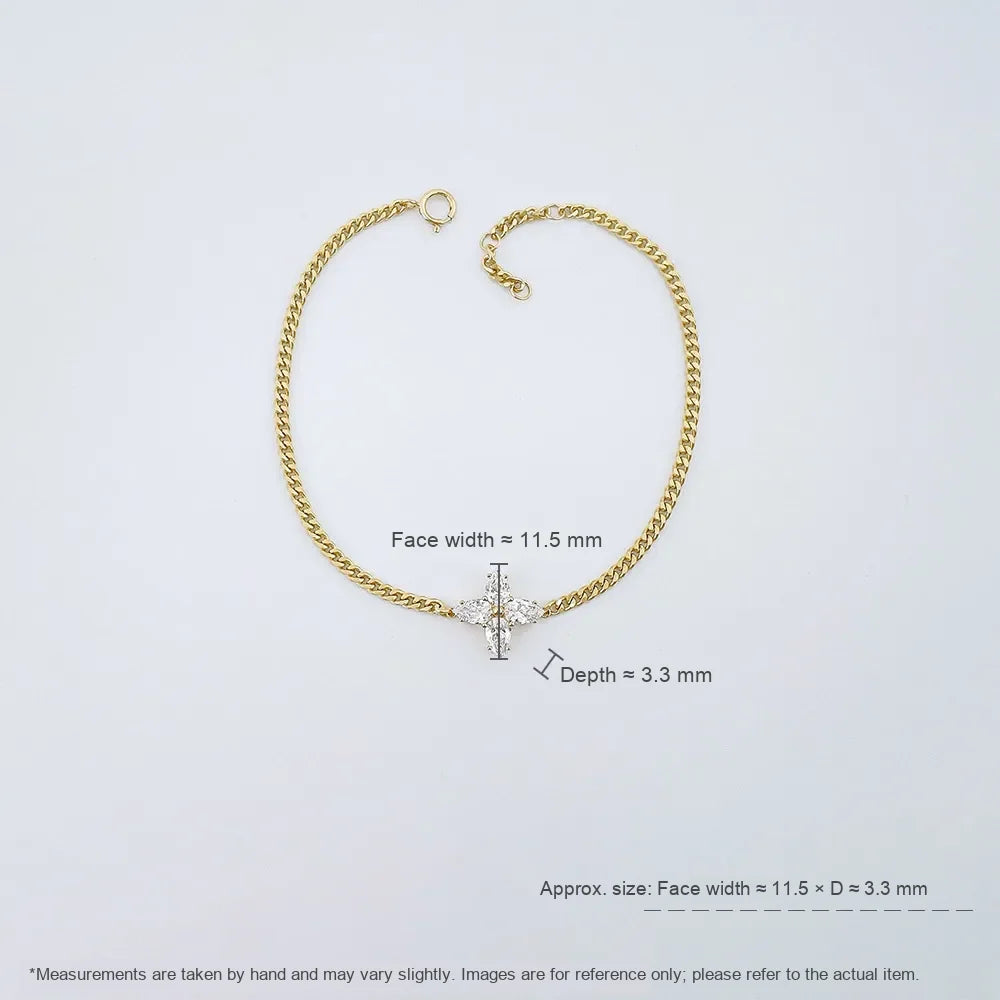 0.66 ctw Four-Leaf Clover Mixed-Cut Lab-Grown Diamond Bracelet in 18K Yellow Gold