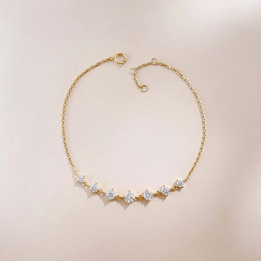 0.89 ctw Celestial Adjustable Round-Cut Lab-Grown Diamond Bracelet in 18K Yellow Gold