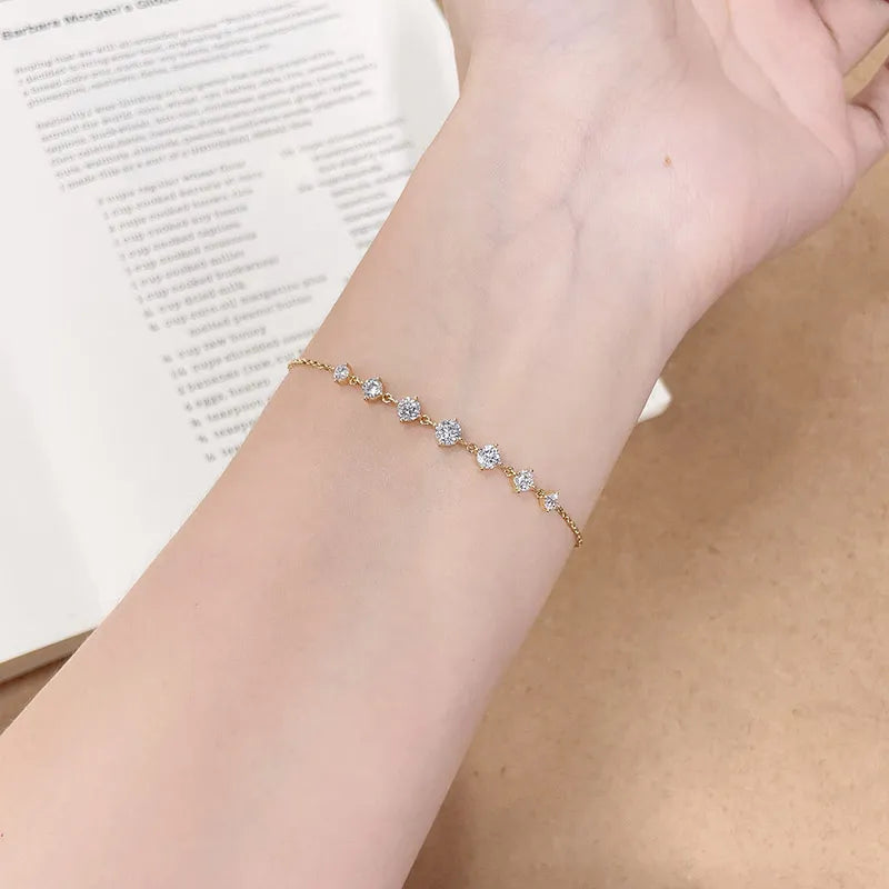 0.89 ctw Celestial Adjustable Round-Cut Lab-Grown Diamond Bracelet in 18K Yellow Gold