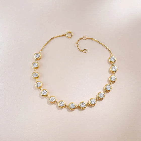 2.38 ctw Minimalist Adjustable Round-Cut Lab-Grown Diamond Bracelet in 18K Yellow Gold