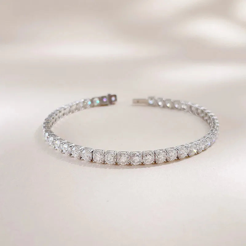 7.34 ctw Celestial Pavé Round-Cut Lab-Grown Diamond Tennis Bracelet in 18K White Gold