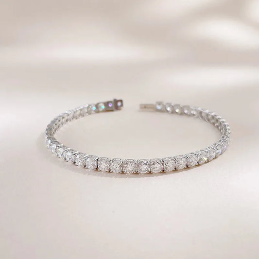 7.34 ctw Celestial Pavé Round-Cut Lab-Grown Diamond Tennis Bracelet in 18K White Gold