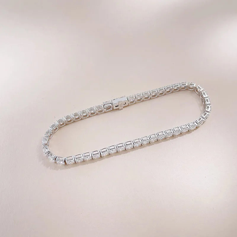 7.34 ctw Celestial Pavé Round-Cut Lab-Grown Diamond Tennis Bracelet in 18K White Gold