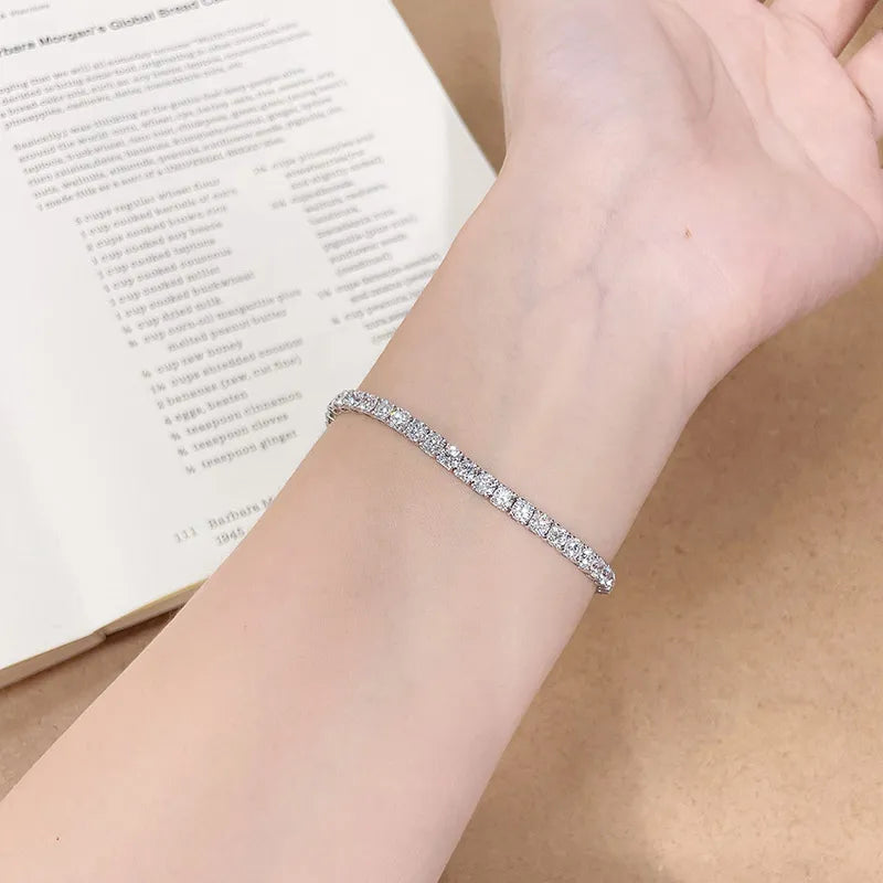 7.34 ctw Celestial Pavé Round-Cut Lab-Grown Diamond Tennis Bracelet in 18K White Gold