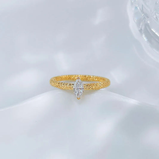 0.21 ct Minimalist Marquise-Cut Lab-Grown Diamond Ring in 18K Yellow Gold – APYCR0001B-Y