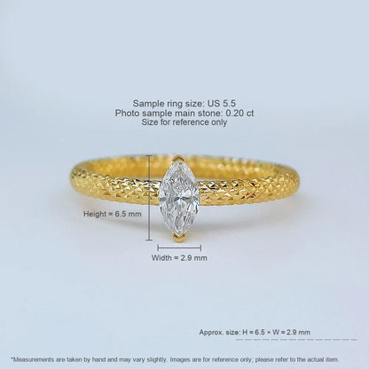 0.21 ct Minimalist Marquise-Cut Lab-Grown Diamond Ring in 18K Yellow Gold – APYCR0001B-Y