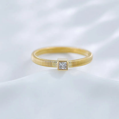 0.1 ct Minimalist Princess-Cut Lab-Grown Diamond Ring in 18K Yellow Gold – APYCR0002A-Y