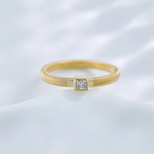 0.1 ct Minimalist Princess-Cut Lab-Grown Diamond Ring in 18K Yellow Gold – APYCR0002A-Y