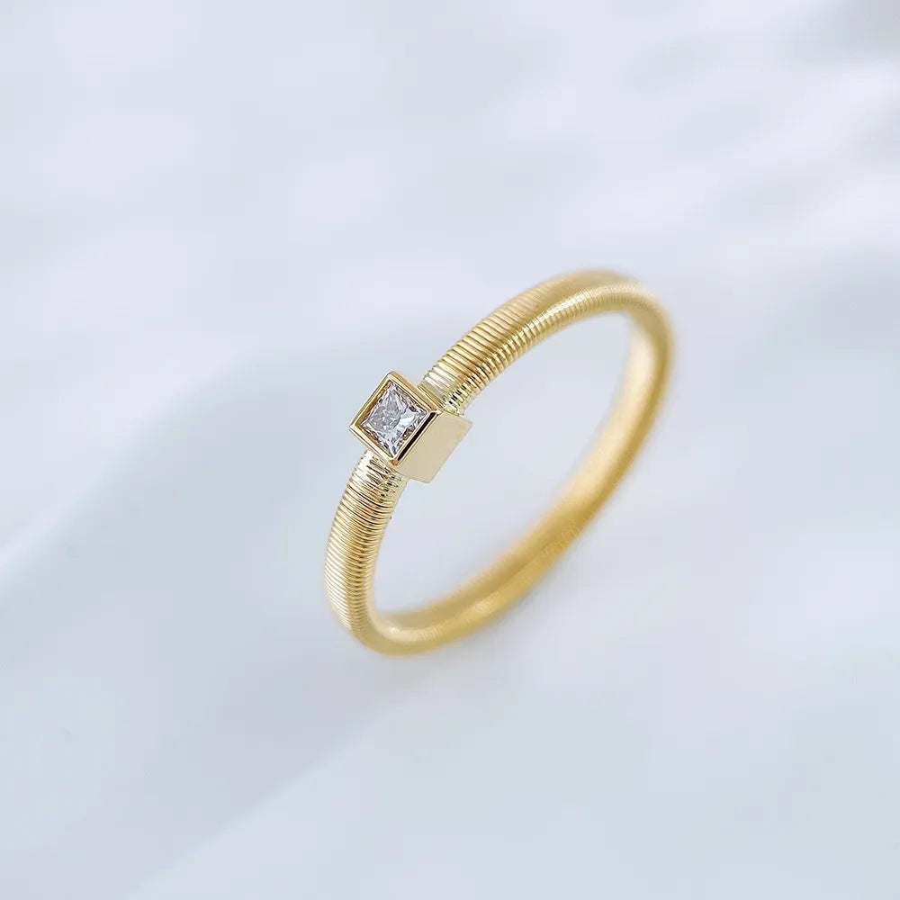 0.1 ct Minimalist Princess-Cut Lab-Grown Diamond Ring in 18K Yellow Gold – APYCR0002A-Y