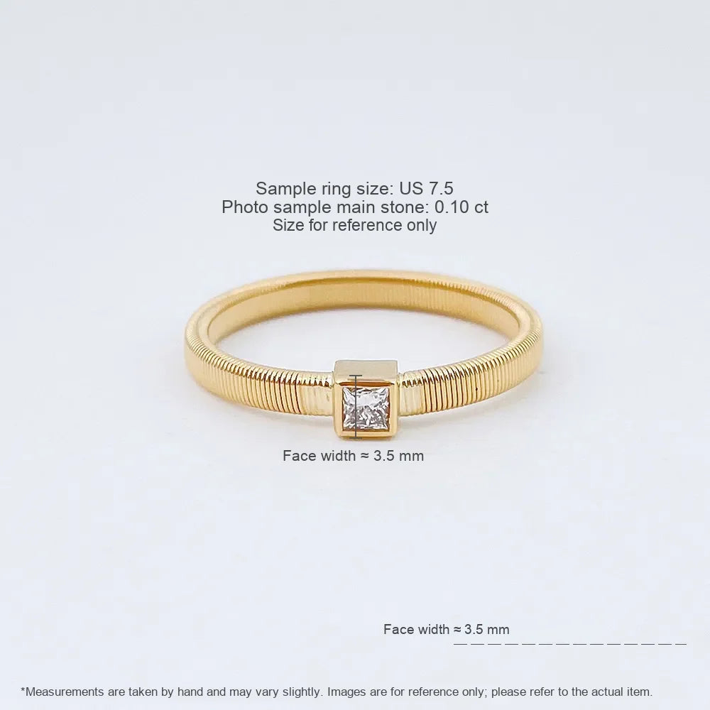 0.1 ct Minimalist Princess-Cut Lab-Grown Diamond Ring in 18K Yellow Gold – APYCR0002A-Y