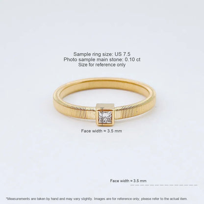 0.1 ct Minimalist Princess-Cut Lab-Grown Diamond Ring in 18K Yellow Gold – APYCR0002A-Y