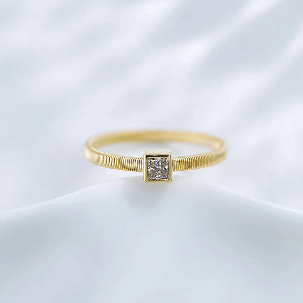 0.13 ct Minimalist Princess-Cut Lab-Grown Diamond Ring in 18K Yellow Gold – APYCR0002B-Y