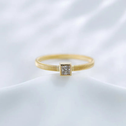 0.13 ct Minimalist Princess-Cut Lab-Grown Diamond Ring in 18K Yellow Gold – APYCR0002B-Y