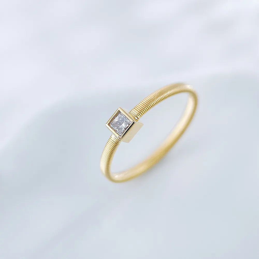 0.13 ct Minimalist Princess-Cut Lab-Grown Diamond Ring in 18K Yellow Gold – APYCR0002B-Y