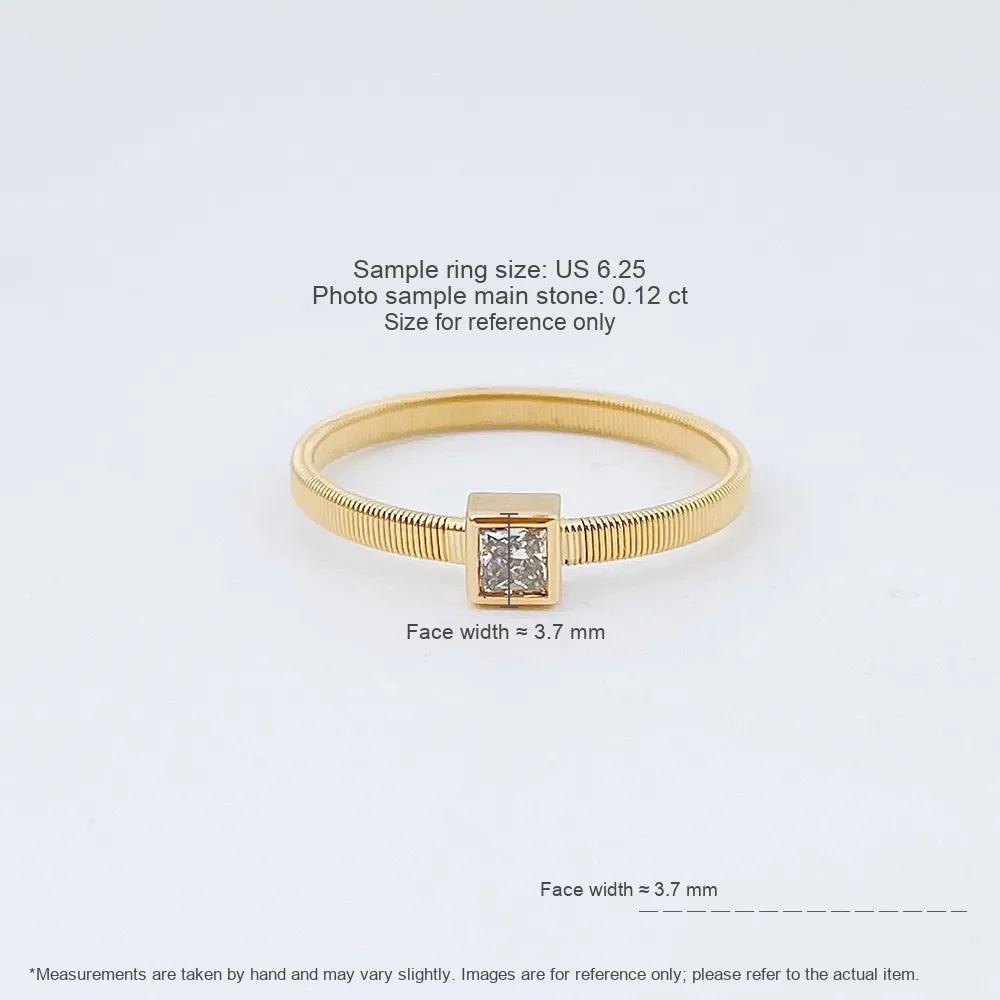 0.13 ct Minimalist Princess-Cut Lab-Grown Diamond Ring in 18K Yellow Gold – APYCR0002B-Y
