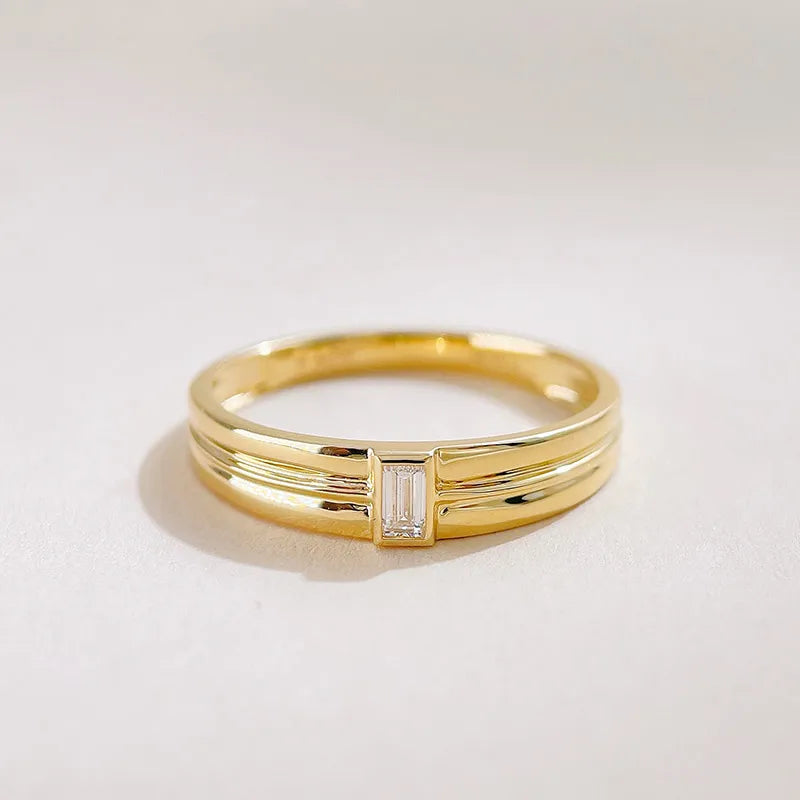 0.09 ct Emerald-Cut Lab-Grown Diamond Ring in 18K Yellow Gold – APYCR0008A-Y