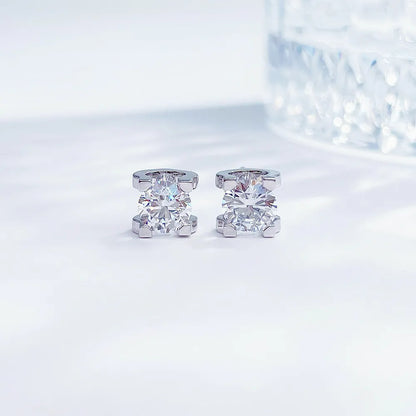 1.05 ctw Four-Prong Round-Cut Lab-Grown Diamond Stud Earrings in PT950 Platinum