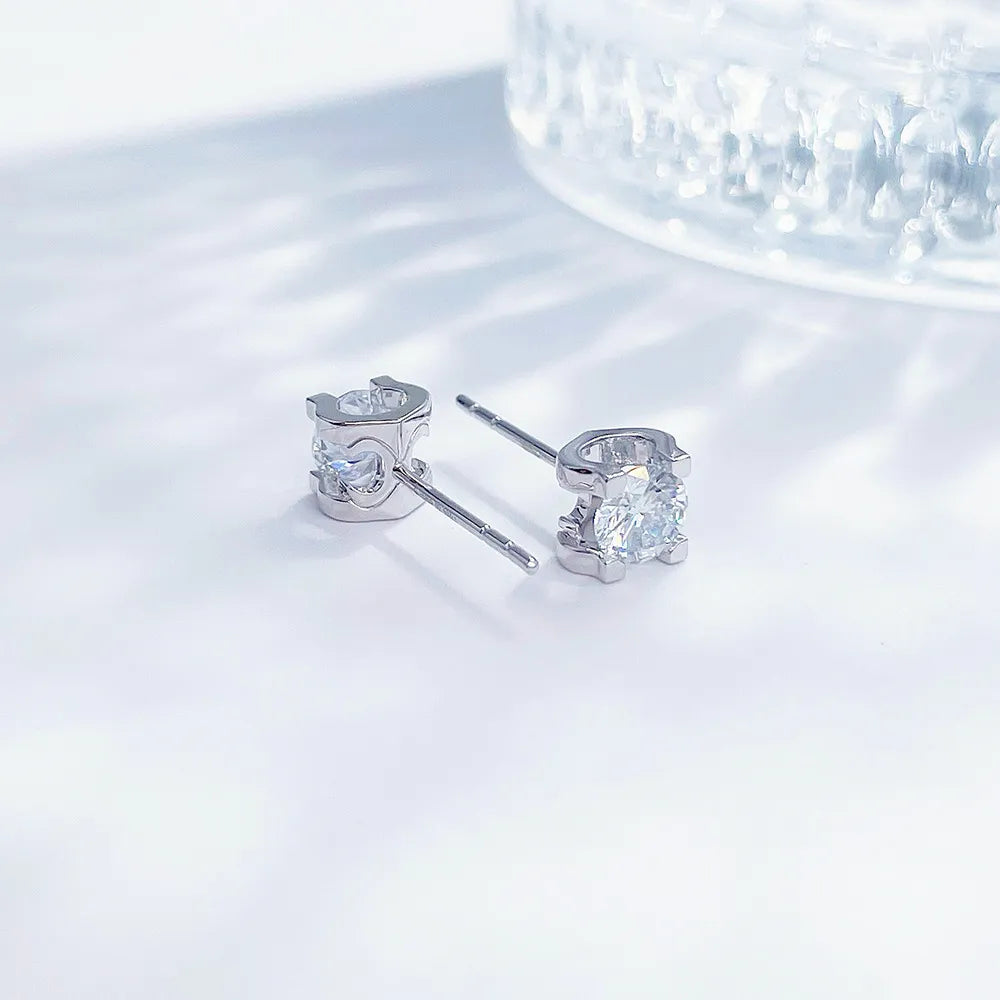 1.05 ctw Four-Prong Round-Cut Lab-Grown Diamond Stud Earrings in PT950 Platinum