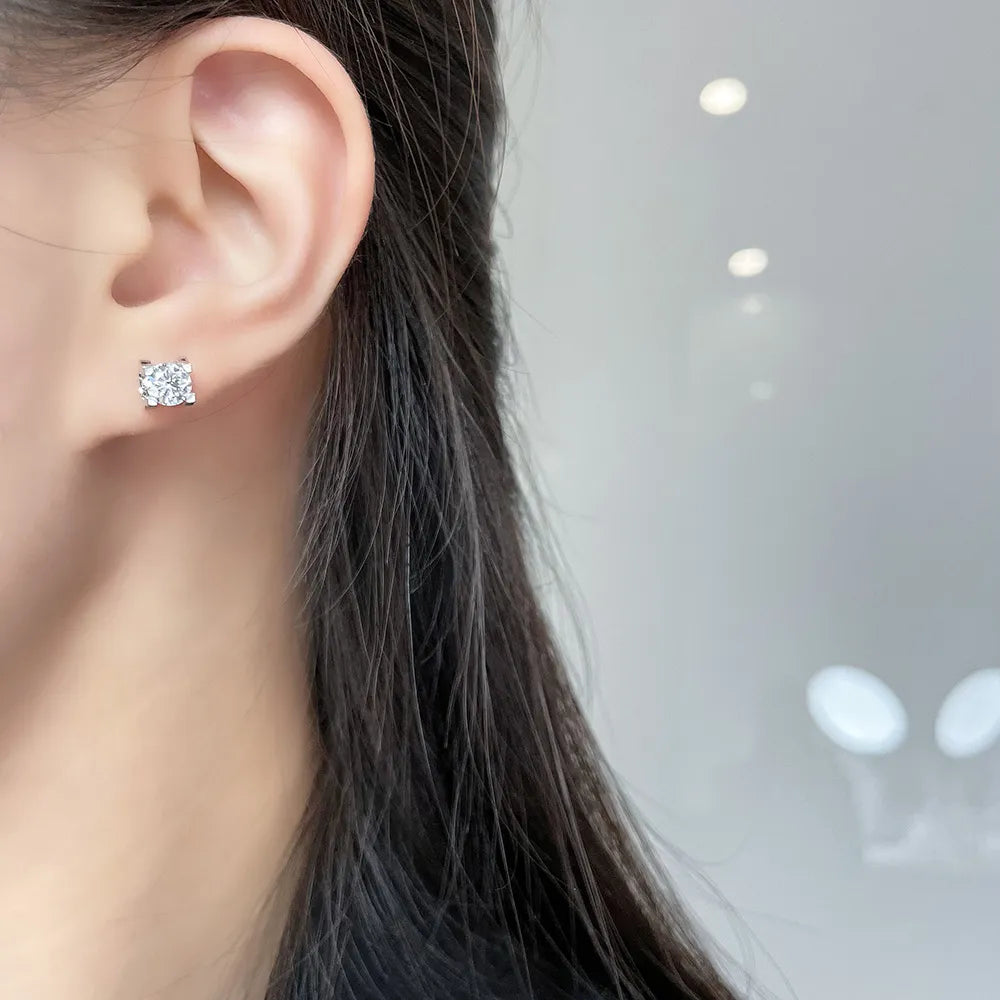 1.05 ctw Four-Prong Round-Cut Lab-Grown Diamond Stud Earrings in PT950 Platinum