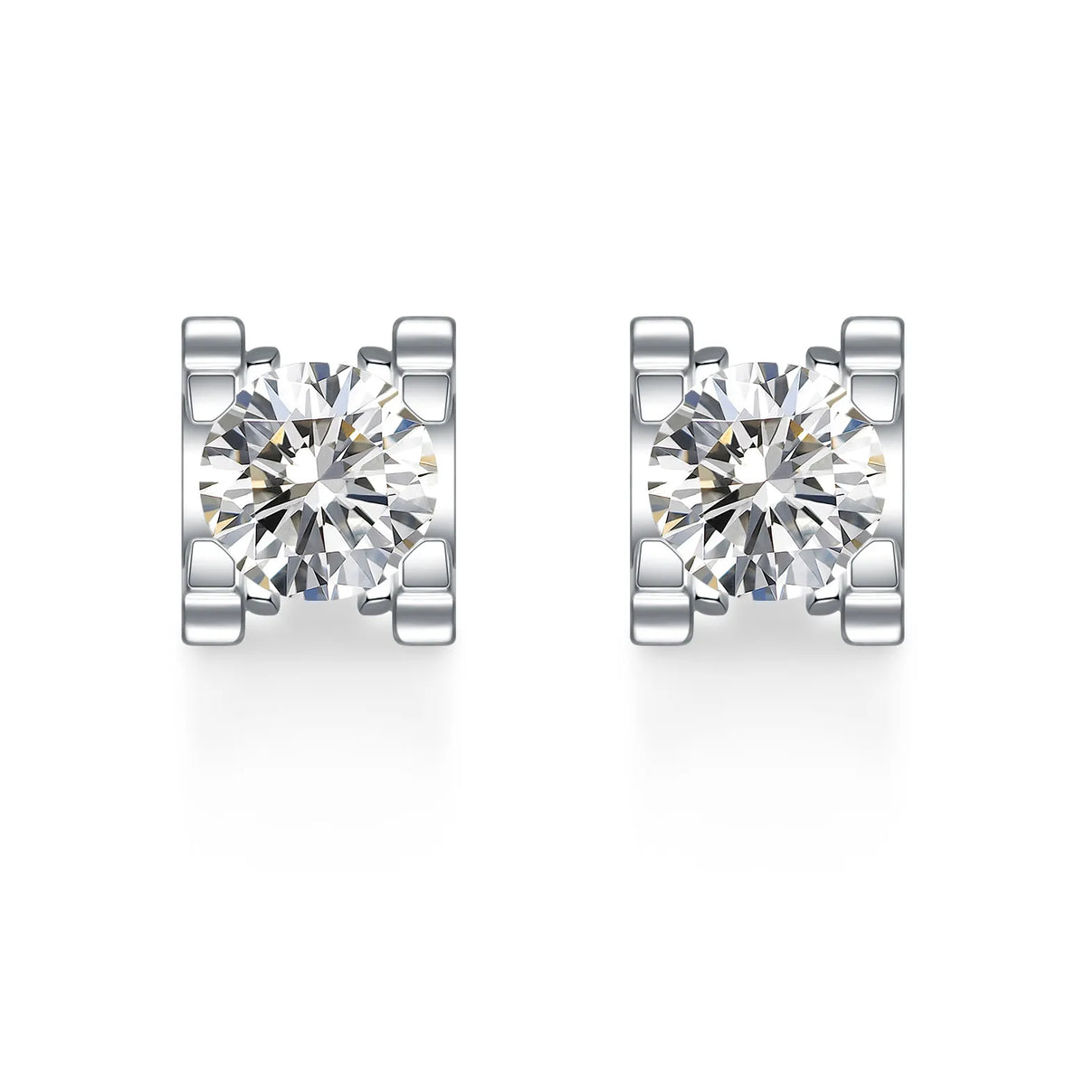 1.01 ctw Minimalist Four-Prong Round-Cut Lab-Grown Diamond Earrings in 18K White Gold